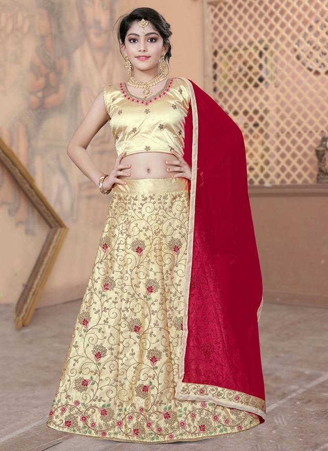 Aaradhna Vol 6 Exclusive Wedding Wear Silk Embroirdery And Codding Work Kids Lehenga Choli Collectioin